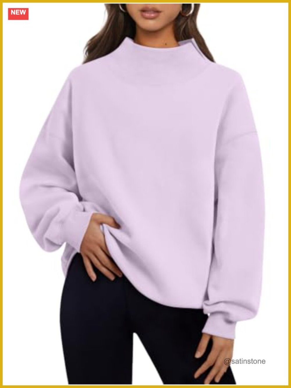 Oversized Fleece Mock Neck Sweatshirt Pullover with Kangaroo Pocket